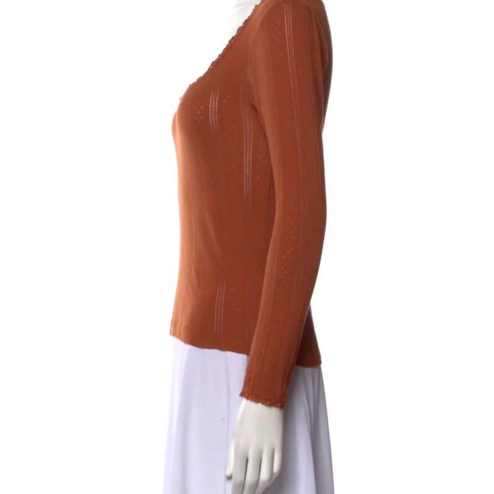 Doen Romy long sleeve pointelle top rust buckeye - S - Picture 3 of 4